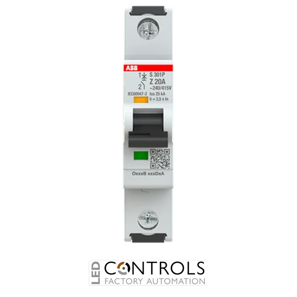 2CDS381001R0488 ABB S301P-Z20 Miniature Circuit Breaker - 1P - Z - 20 A