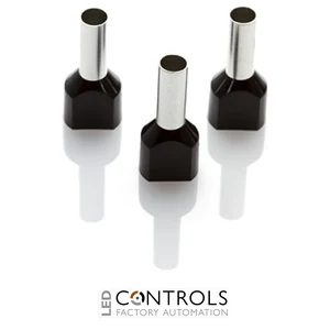 TCEF614G-C Partex twin insulated cord end ferrule, 6mm², 14mm barrel, Black, pack of 100