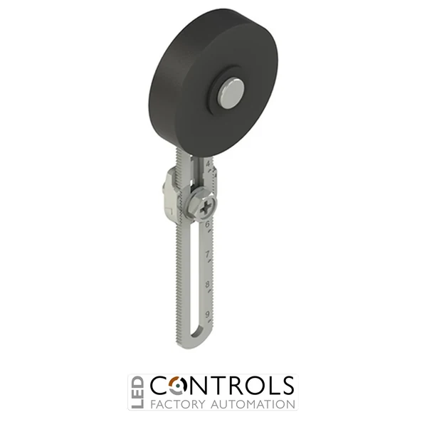 VN A00KP-R5 Pizzato Adjustable length straight metal revolving lever with rubber roller, ? 40 mm