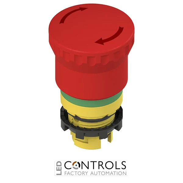 E2 1PERZ4731 Pizzato Turn to release emergency pushbutton with green marking dotted line