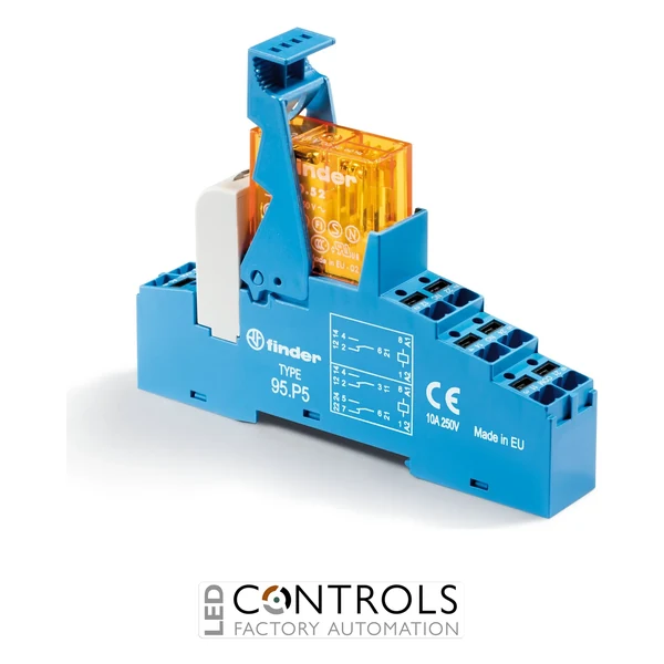 48.P5.8.024.0060SPA Finder 2 CO Contacts 24V AC Modular Interface Relay with Green LED + varistor Indication