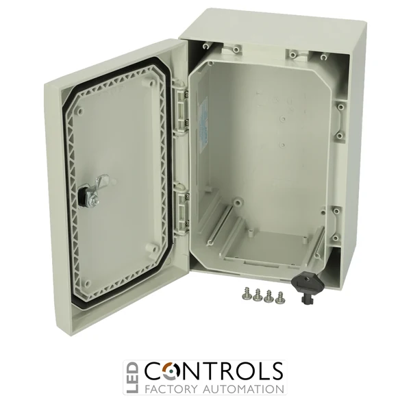 8120002 Fibox ARCA 302015 Cabinet, Polycarbonate Grey cover, 1-point locking, hinges on the long side