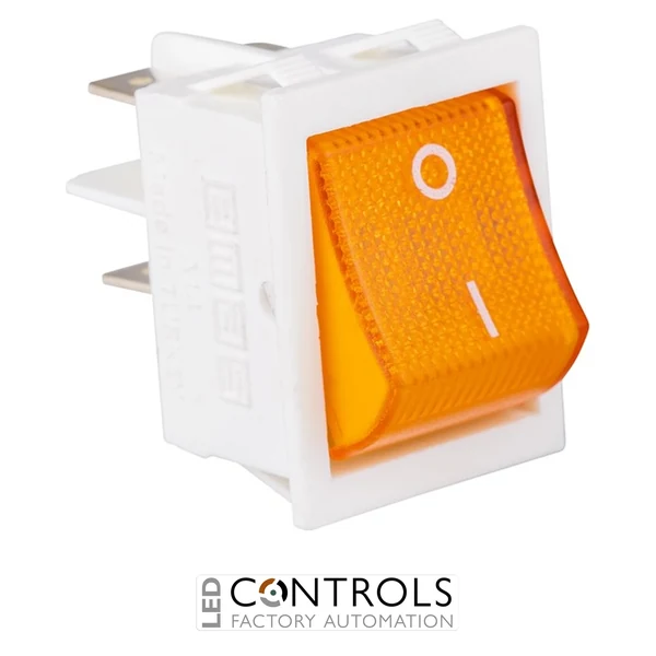 EMAS A14W1S11 EMAS ROCKER SWITCH WHITE BODY SQUARE BUTTON YELLOW