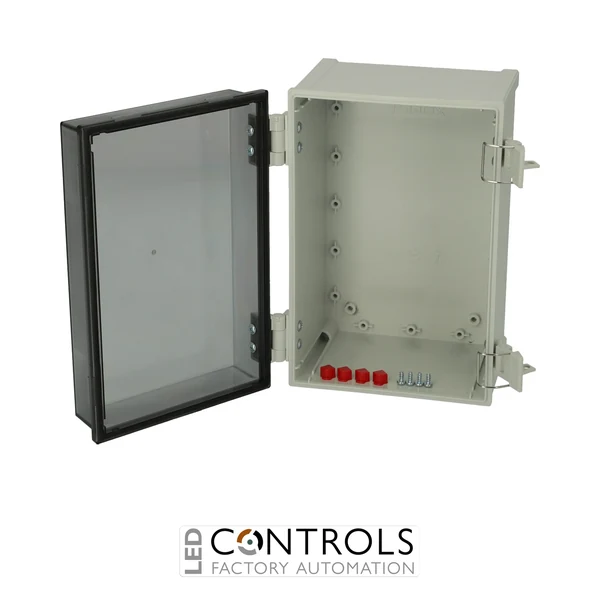 8113030 Fibox CAB PC 302018 T Cabinet, Polycarbonate, Smoked transparent door Latches on the long side