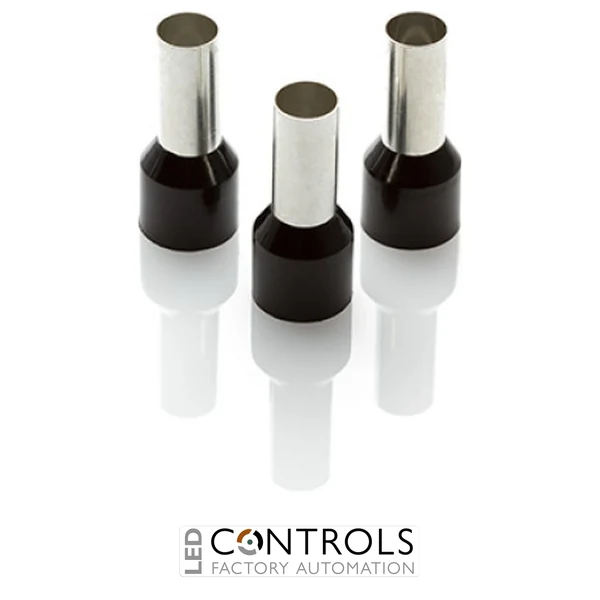 CEF25022F-C Partex single insulated cord end ferrule, 25mm², 22mm barrel, Black, pack of 100