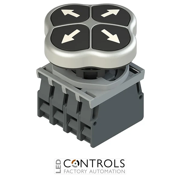 E2 AC-DXBC2000 Pizzato Quadruple pushbutton complete unit with fixing adapter and contacts