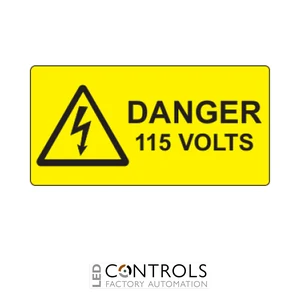 SL5025D115B10 Partex 50 x 25mm Danger 115 Volts Polypropylene Label, bag of 10
