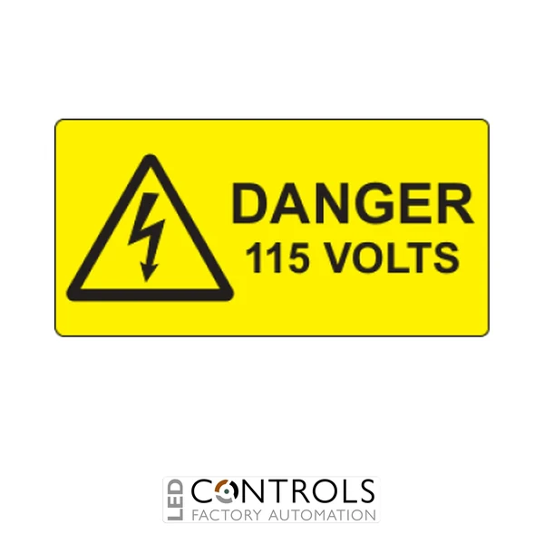 SL5025D115B10 Partex 50 x 25mm Danger 115 Volts Polypropylene Label, bag of 10