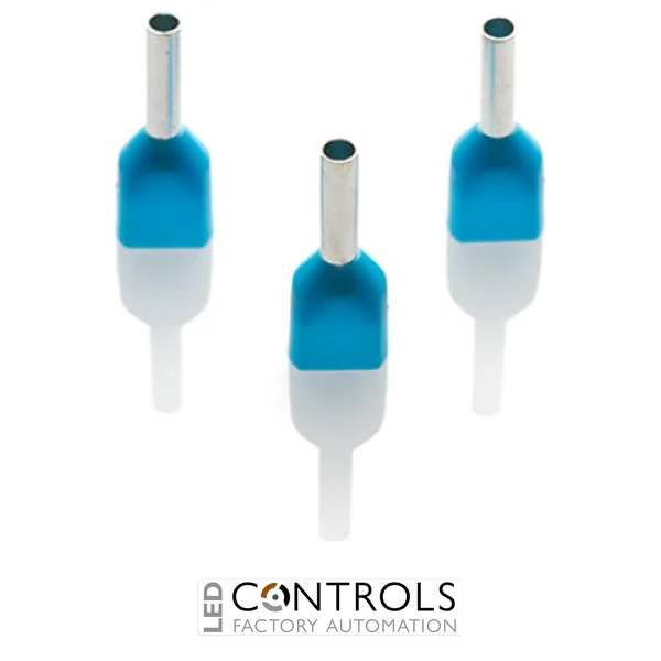 TCEF7508D-C Partex twin insulated cord end ferrule, 0.75mm², 8mm barrel, Blue, pack of 100