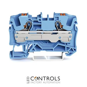 Wago 2216-1204 2-conductor through terminal block with push-button 16 mm sq, blue