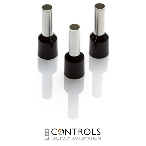 CEF618G-C Partex single insulated cord end ferrule, 6mm², 18mm barrel, Black, pack of 100