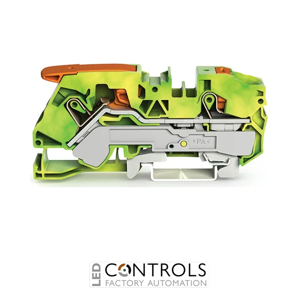 2116-5207 Wago 2-conductor ground terminal block;with lever and push-button;16 mm²;green-yellow