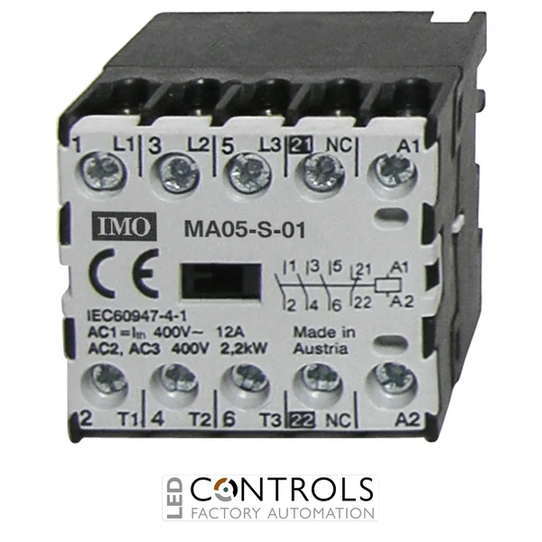 imo ma04-s-31230ac micro contactor 4 pole relay, 3 pole no, 1 pole nc, 3a ac15, 230vac coil