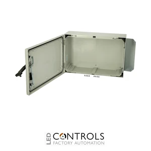 8120106 Fibox ARCA 406021S Cabinet, Polycarbonate Grey cover, Swinghandle, hinges on the short side