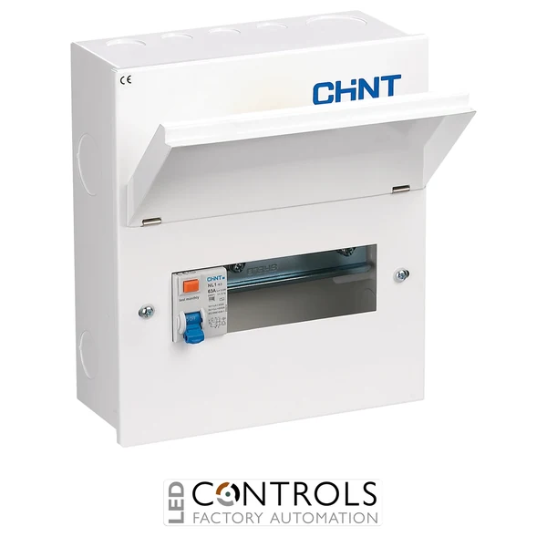 nx3-8rcd-g chint 6 available ways with  63a rcd metal consumer unit