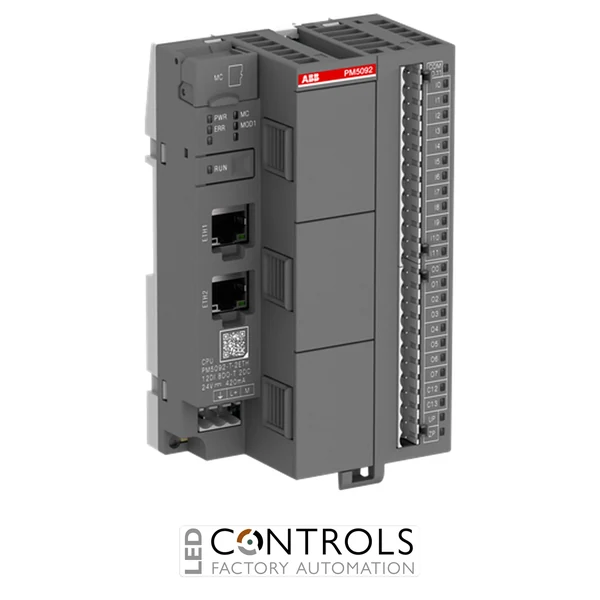 1SAP124700R0173 ABB PM5092-T-2ETH AC500,Prog.Log.Controller 8MB,12DI/8DO-T/2DC, 2xEthernet, 24VDC, 3x Option Slots