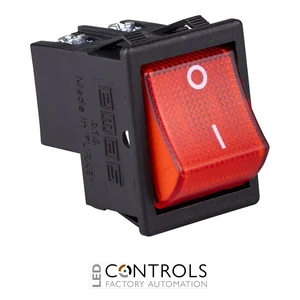 EMAS A14B6K11 EMAS ROCKER SWITCH BLACK BODY SQUARE BUTTON RED