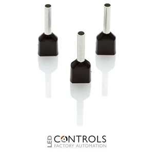 TCEF1512F-C Partex twin insulated cord end ferrule, 1.5mm², 12mm barrel, Black, pack of 100