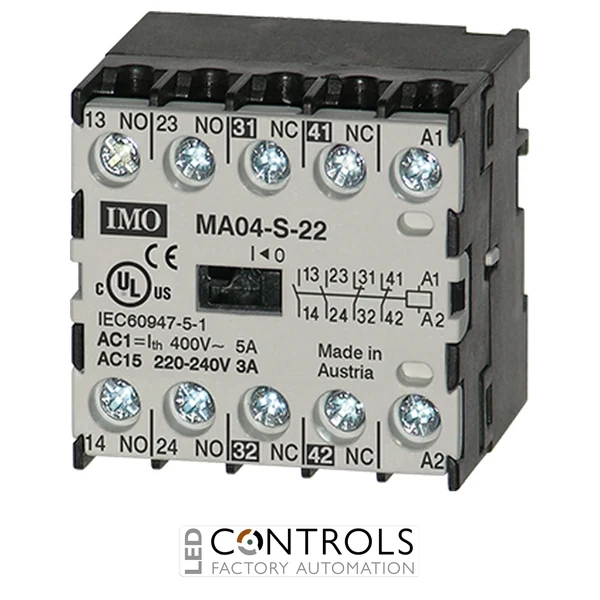 MA04-S-2248AC IMO Micro Contactor 4 Pole Relay 2P NO, 2P NC, 3A AC15
