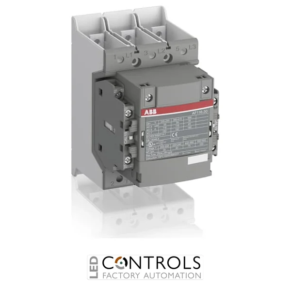 1SFL427002R1122 ABB AF116-30-22B-11 3 Pole Contactor 116A 55kW 24-60V AC / 20-60V DC Coil 2NO + 2NC Auxiliary Contacts Main Circuit Bars