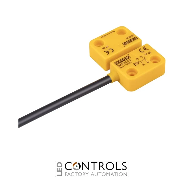 EMAS SMS10LC2-S15 EMAS SMS LEFT EXIT 1NC+1NO 5MM SENSE W/O LED 2MT CABLE 22MM RECTANGULAR MAGNETIC SWITCH