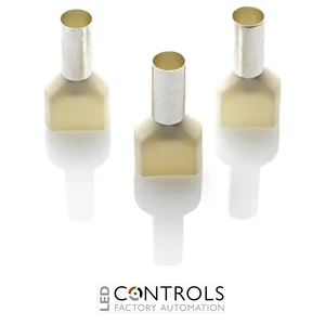 TCEF1014G-C Partex twin insulated cord end ferrule, 10mm², 14mm barrel, Ivory, pack of 100