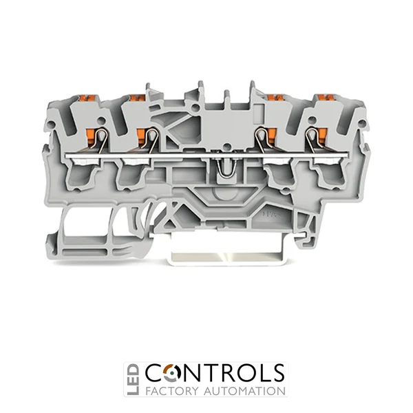 2202-1403 Wago 4-conductor through terminal block;with push-button;2.5 mm²;red