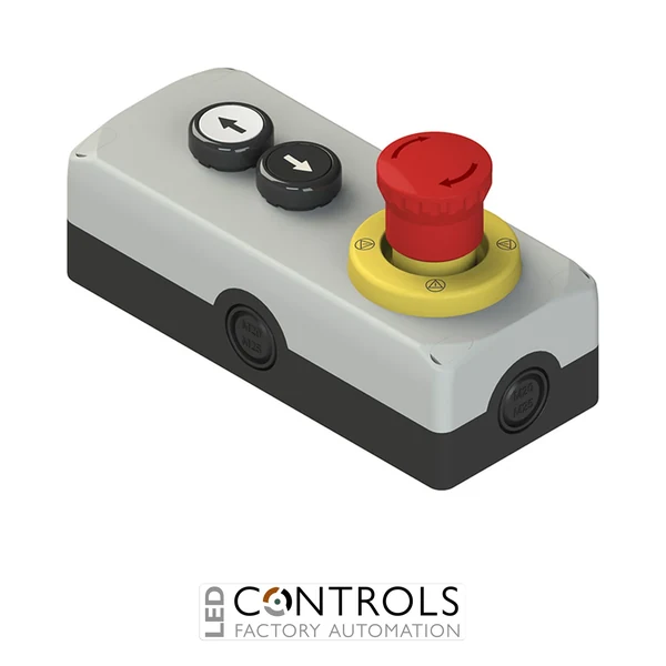 ES AC34035 Pizzato Complete unit with enclosure, 2 flush pushbuttons, 1 emergency pushbutton and contacts