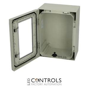 8120127 Fibox ARCA 403021W Cabinet. Polycarbonate Grey cover. 2-point locking. hinges on the long side