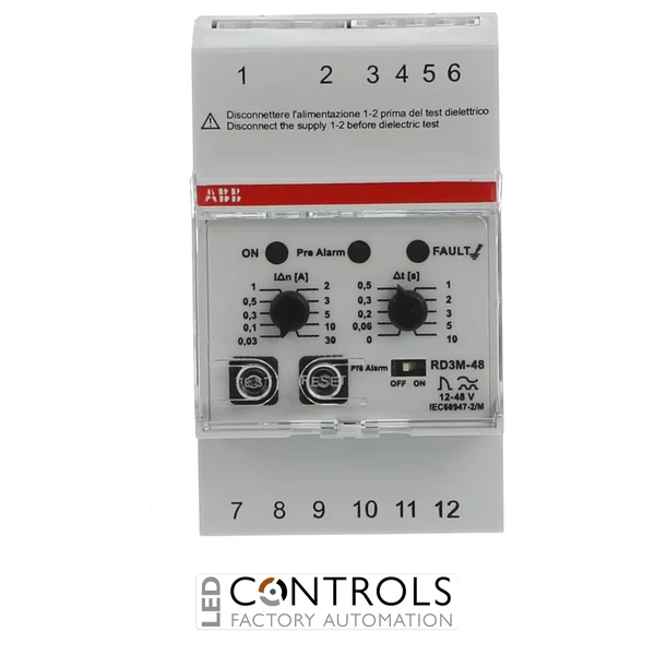 2CSJ202001R0001 ABB RD3M-48 Residual Current Relay 12-48V AC/DC