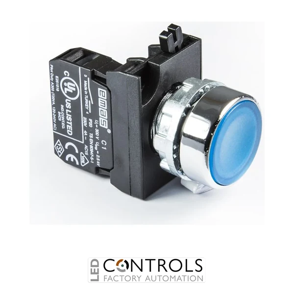 EMAS CM100DM EMAS CM FLUSH PUSH BUTTON 1NO BLUE WITH NUT