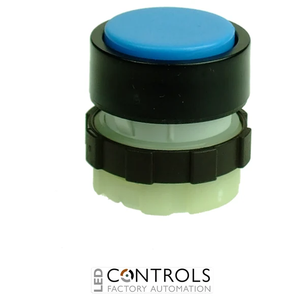 BS3DBLUE IMO Push Button Spring Return Blue, Black Bezel