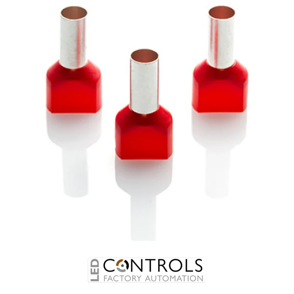 TCEF1014F-K Partex twin insulated cord end ferrule, 10mm², 14mm barrel, Red, pack of 1000
