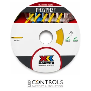PHZ20024BN4 Partex halogen-free printable heat shrink, Yellow - Bulk Reel, pack 1 x 150m