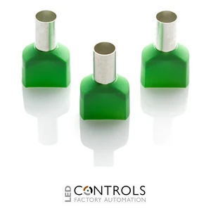 TCEF1614G-C Partex twin insulated cord end ferrule, 16mm², 14mm barrel, Green, pack of 100