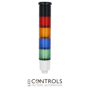 8LT4K07BG - ILLUMIN/SOUND 3 COL TOWER 45MM GRN-BLU-ORG-RED 24VDC