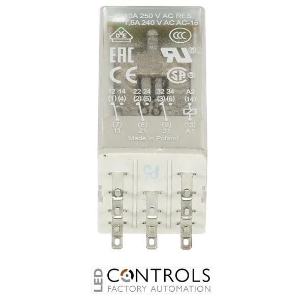 1SVR405612R0100 ABB CR-M024AC3L Pluggable Interface Relay 24 V AC 3 c/o 10 A