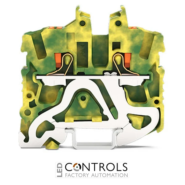 2252-1207 Wago 2-conductor miniature ground terminal block;with push-button;2.5 mm²;green-yellow