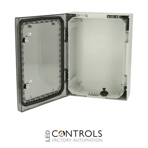 8121006N Fibox ARCA 403015T No MP Cabinet, Polycarbonate Transparent cover, 2-point locking, hinges on the long side, without mountingplate
