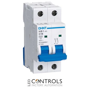 nb1-63dc-2p-c16 chint 16a 2 pole c curve dc500v (solar) type miniture circuit breaker