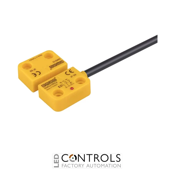 EMAS SMS31RC2-S15 EMAS SMS RIGHT EXIT 2NC+1NO 5MM SENSE WITH LED 2MT CABLE 22MM RECTANGULAR MAGNETIC SWITCH