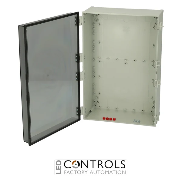 8113070 Fibox CAB PC 604022 T Cabinet, Polycarbonate, Smoked transparent door Latches on the long side