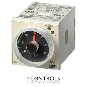 TA8-A100-230AC IMO Panel Mount Timer 0.05s-60hr, Double Pole CO 5A, 8 Pin