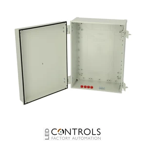8113350 Fibox CAB PC 403018 G Cabinet, Polycarbonate, Grey door Latches on the long side