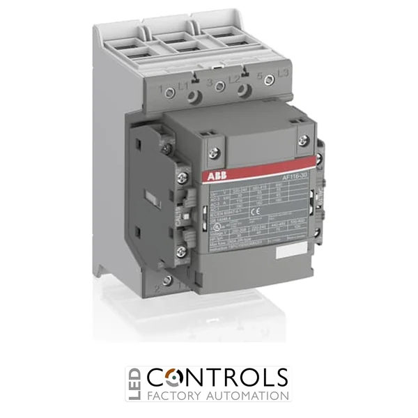 1SFL427001R1222 ABB AF116-30-22-12 3 Pole Contactor 116A 55kW 48-130V AC/DC Coil 2NO + 2NC Auxiliary Contacts
