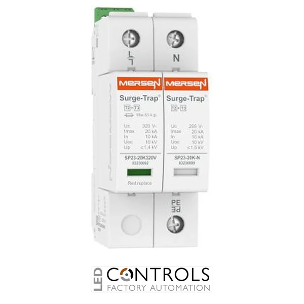Mersen Surge Protector Type 2+3 SPD 2 Pole 230/277 Volt 10KA TT Remote Indication