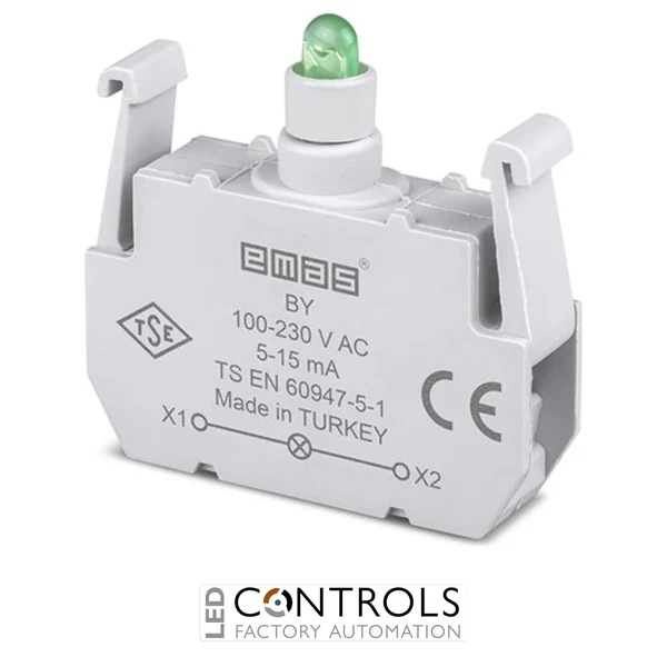 EMAS BY EMAS B CONTACT BLOCK WITH GREEN LED  100-230 V AC/DC