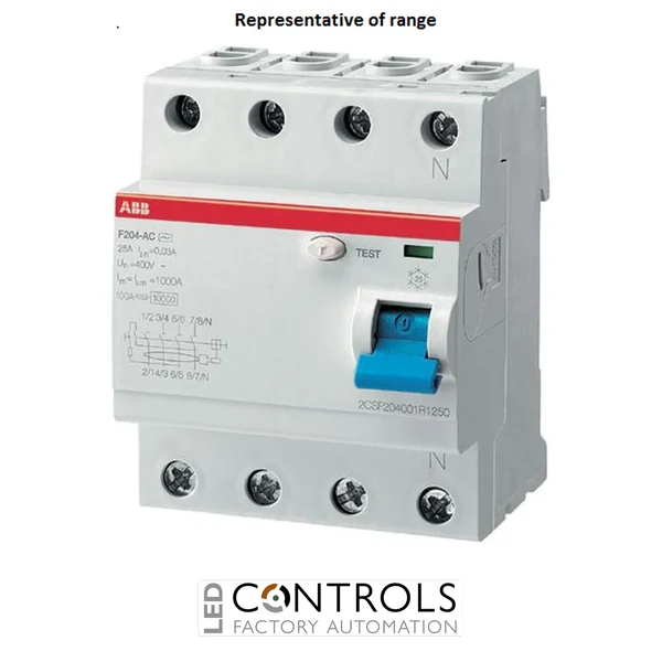 ABB F204 A S-63/0.1 RCD - 4P - Type A Selective - 63A - 100mA