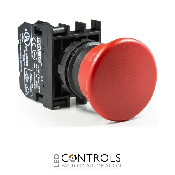 EMAS B200MK EMAS B MUSHROOM HEAD PUSH BUTTON WITH ADAPTER STOP RED