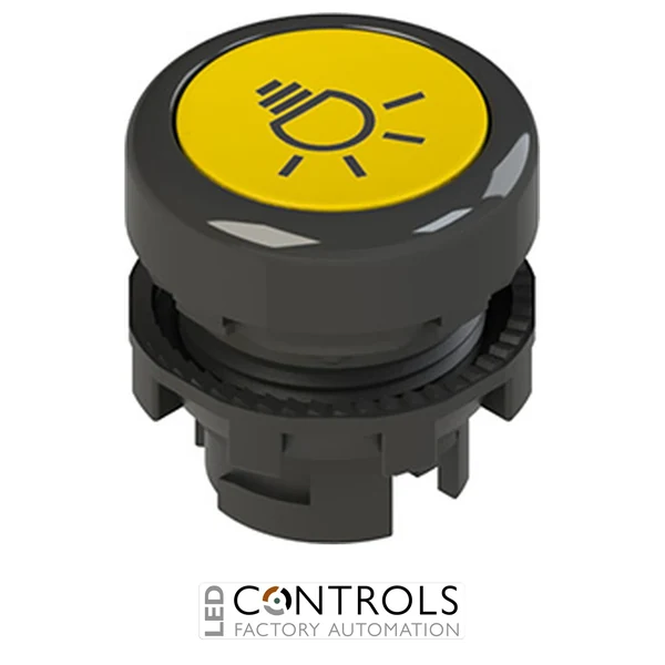 E2 1PU2R521L16 Pizzato Spring-return yellow flush pushbutton with marking